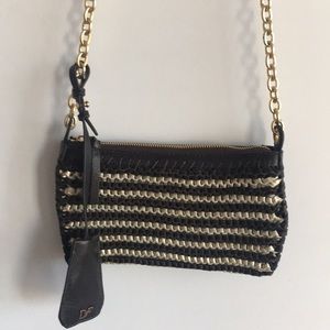 DVF Woven Leather Stephanie Mini Crossbody Bag